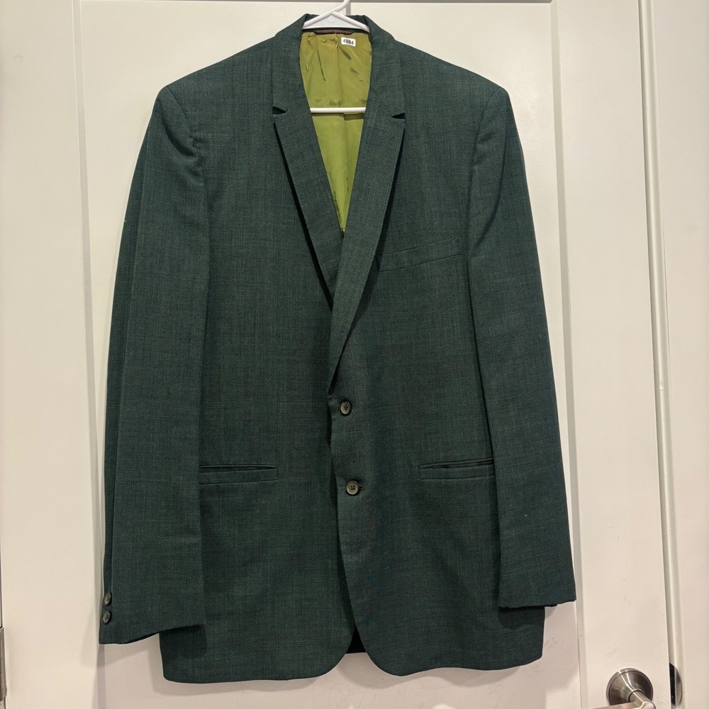 Hart Schaffner Marx Mens Dark Green Textured Two Button Blazer Jacket Sport Coat